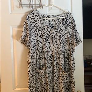 SHEIN Black and White Animal Print Midi Dress